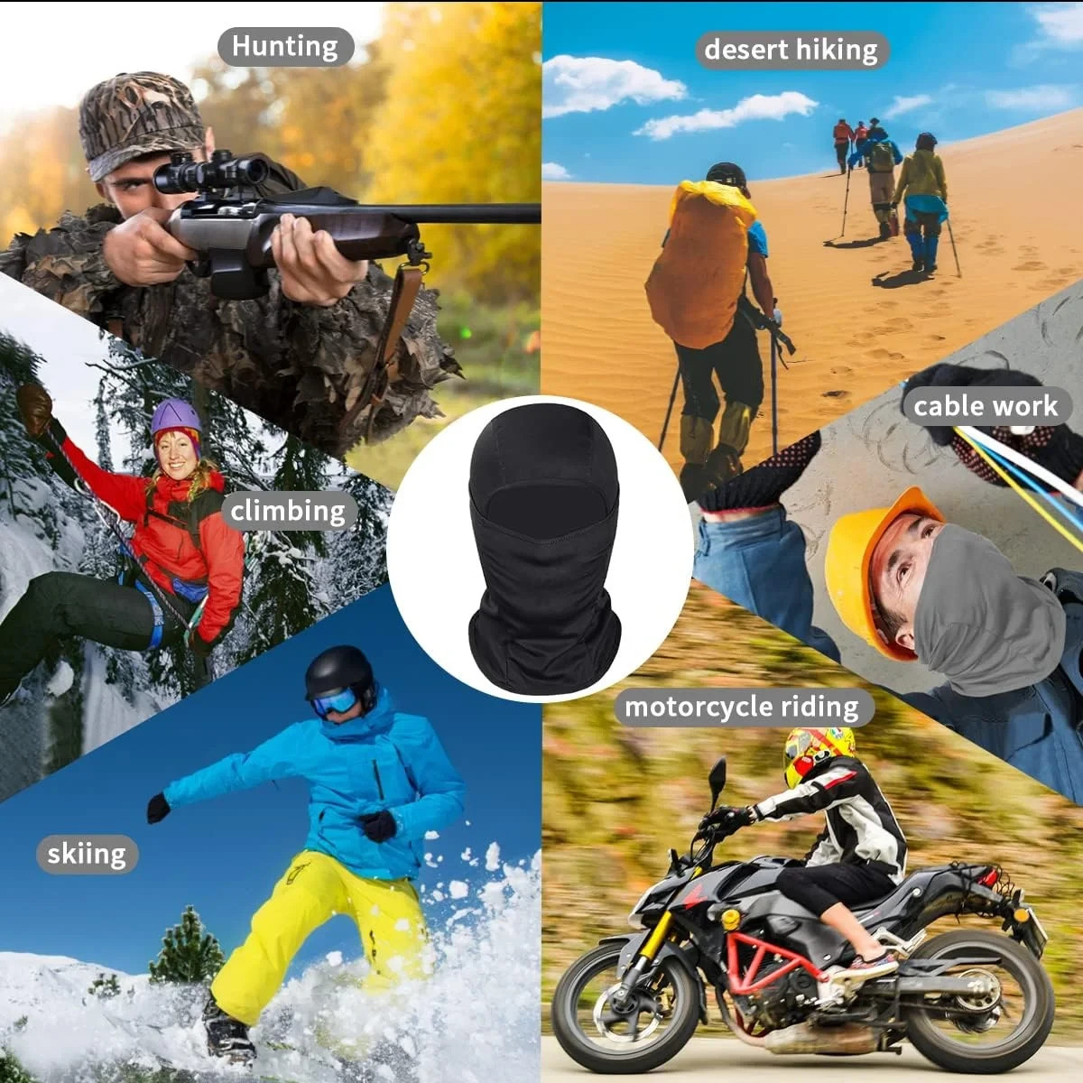 Balaclava Face Mask UV Protection Ski Motorcycle Snowboard Hood Black Shiesty