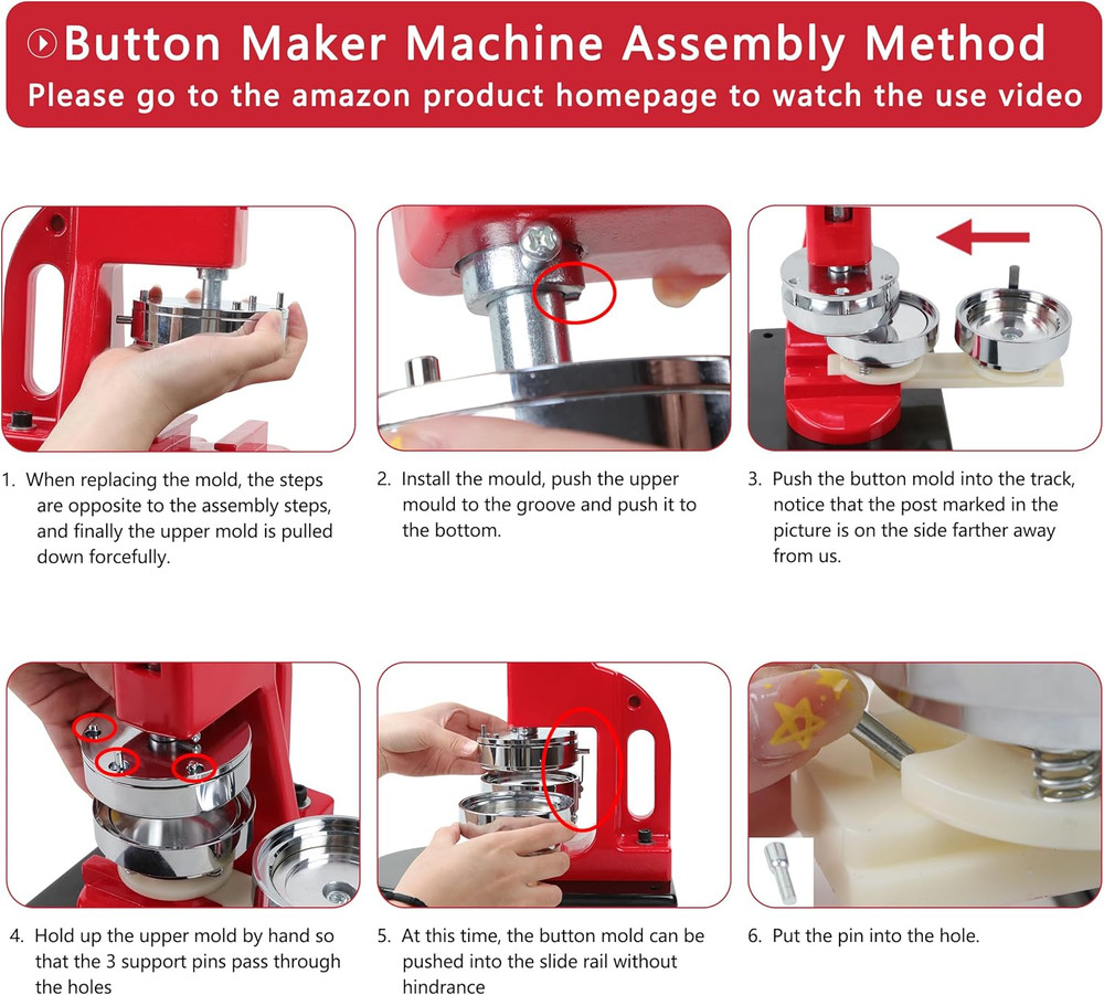 3" Button Maker Mold - Interchangeable Die for Slide Rail Machine - Silver Metal