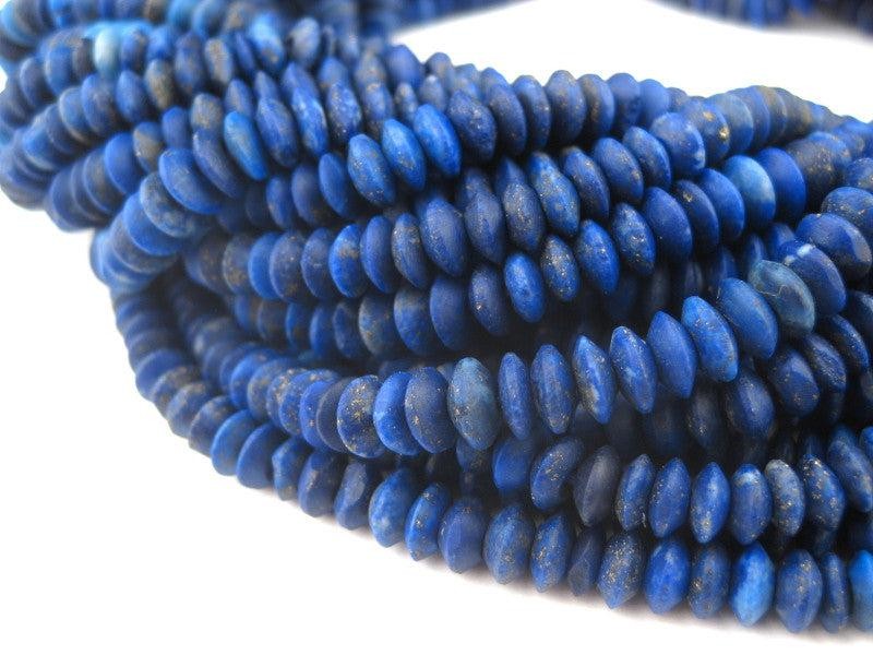 Lapis Lazuli Saucer Beads 5mm Afghanistan Blue Gemstone 14-16 Inch Strand