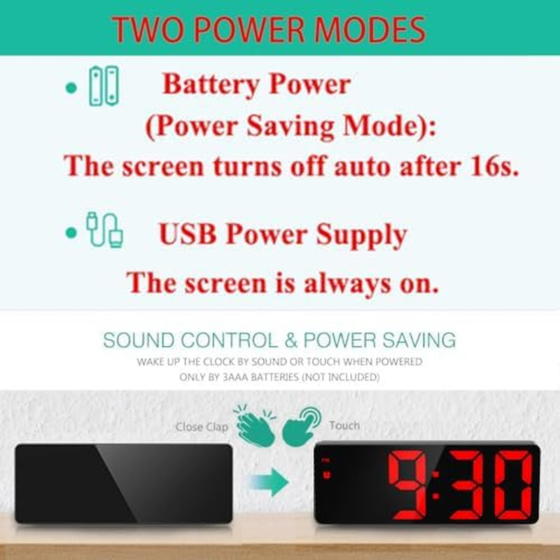 Sharp Electric Digital Alarm Clock LED Large Display Battery Backup Snooze
