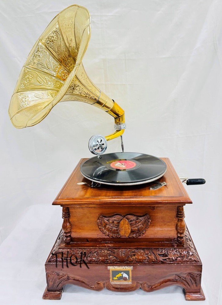 Gramophone - Phonograph New Working - Record Player Antique Style - Handmade Gra