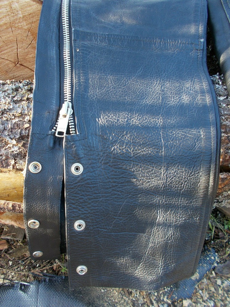 A-1 Genuine leather biker chaps black size small