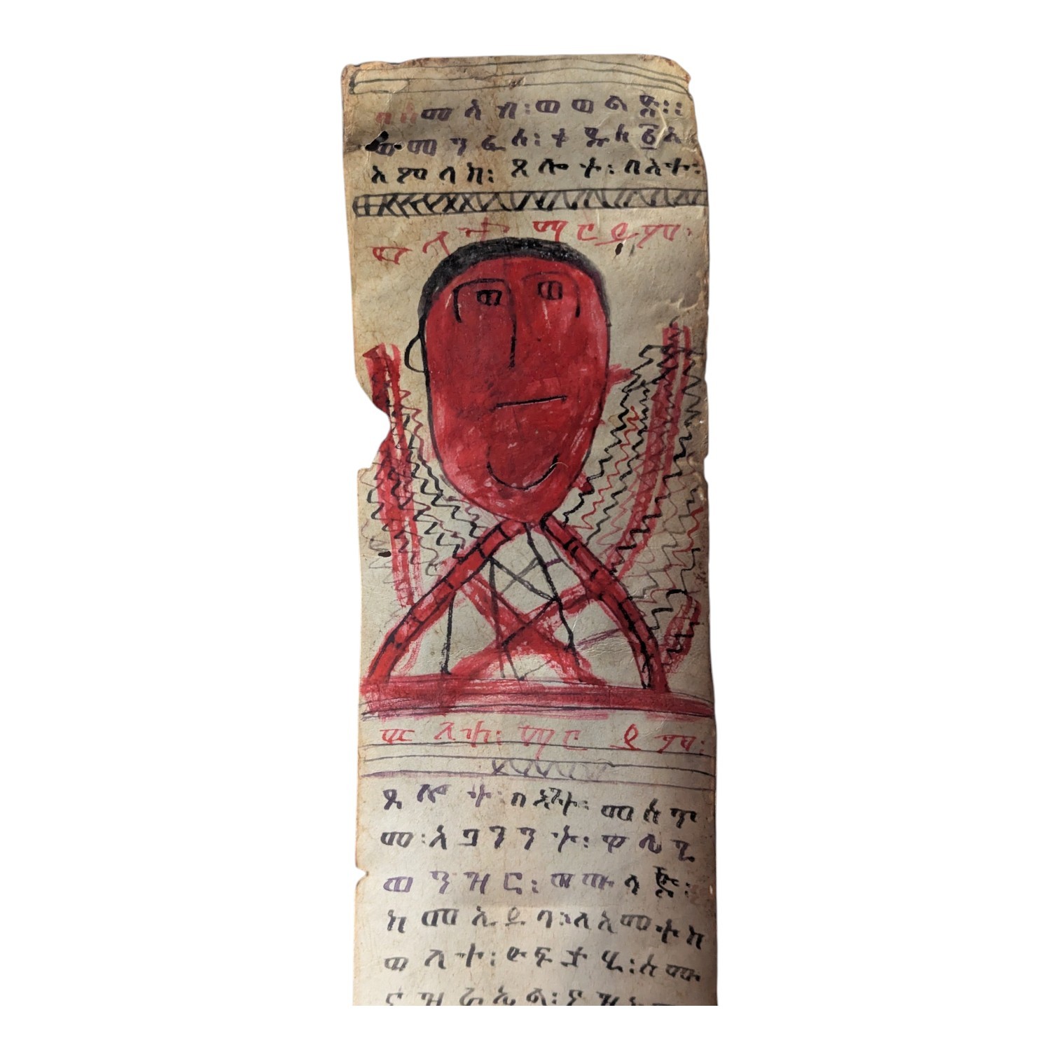 Antique Ethiopian Amulet Manuscript Scroll Handwritten Magical Prayer Protection