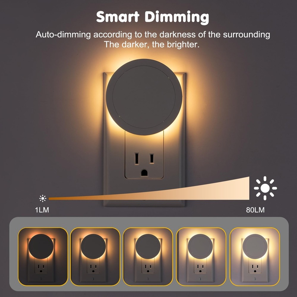 Night Lights Plug into Wall, Backlit Night Light with Light Sensor, Soft Dim ...