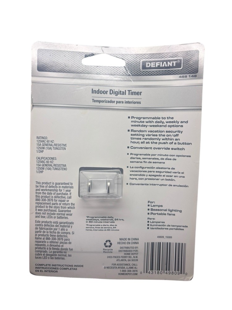 Defiant Indoor Digital Timer 458148 (New Sealed)