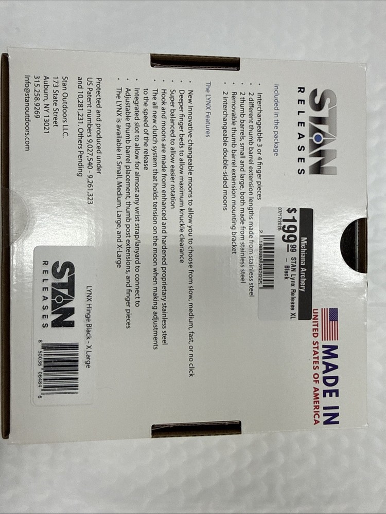 Stan Lynx Hinge Archery Release - Black - X Large - Item 3364