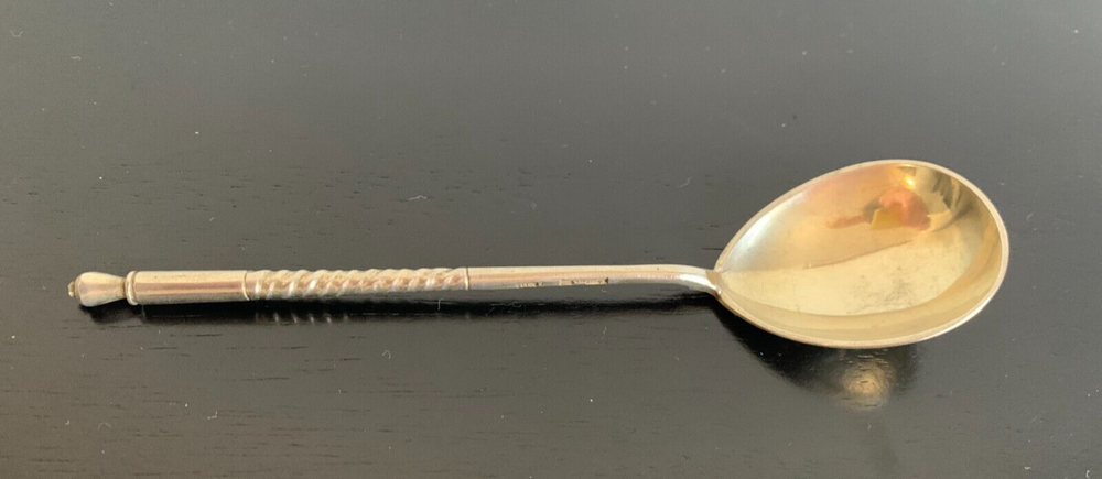 Solid Silver 84 Imperial Russia Large Tea Spoon 6.5" antique 33.3 gr 19th centur
