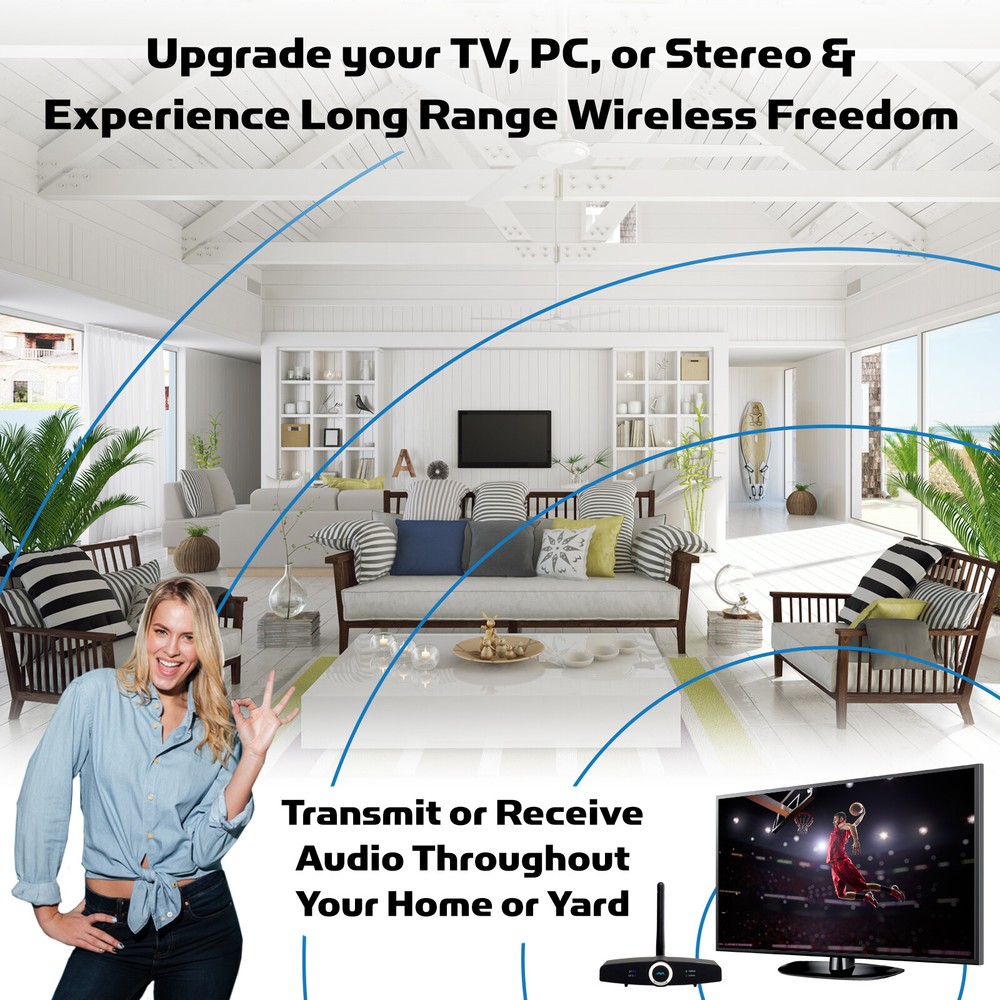 New Bluetooth Transmitter Range Extender for TV home stereo Headphones Speakers