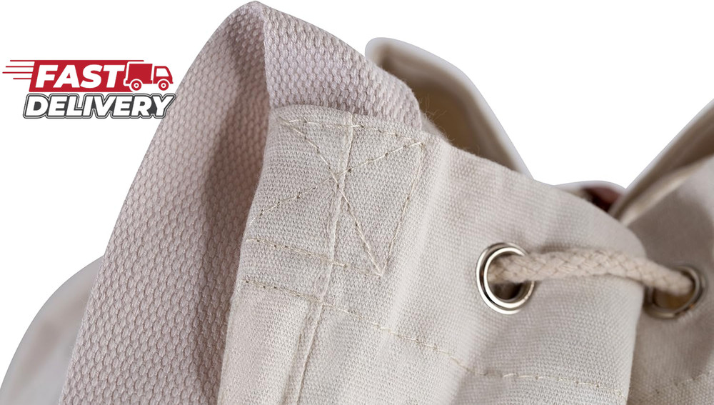 Handy Laundry Canvas Duffel Bag - Drawstring, Leather Closure, Shoulder Strap. (