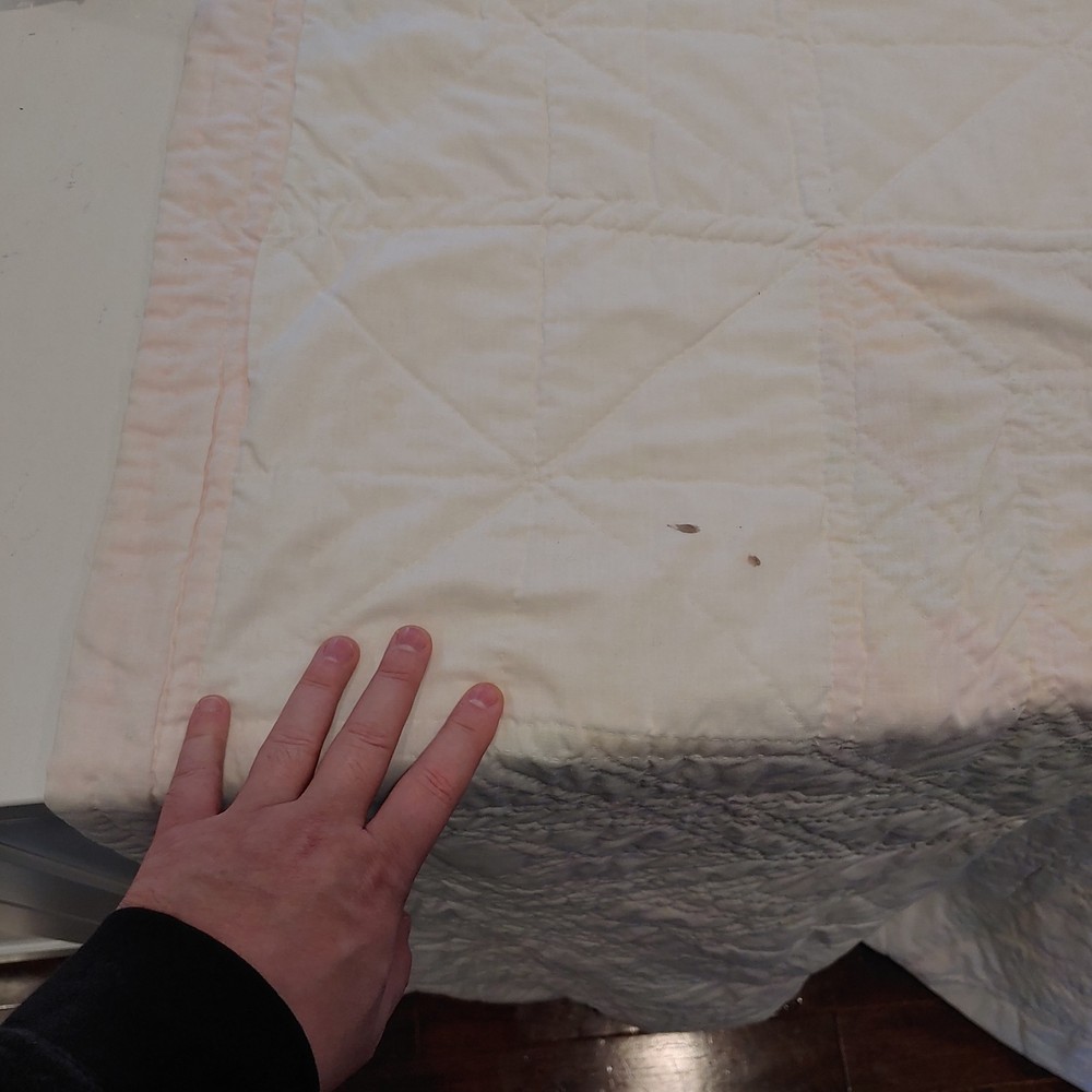 Antique Patchwork Quilt, 78x74, Lonestar Pattern Marked Handmade USA Multicolor