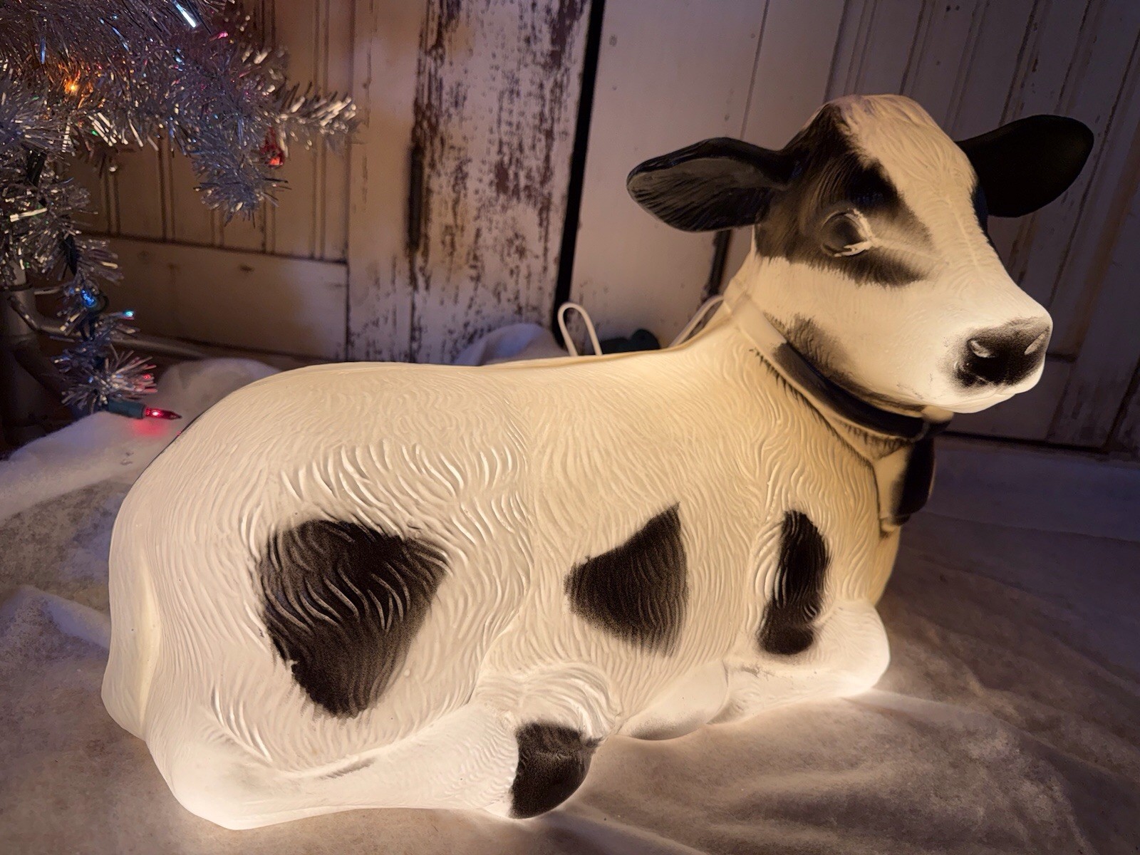 Blow Mold Cow Light Up Union Products New Nativity Black And White