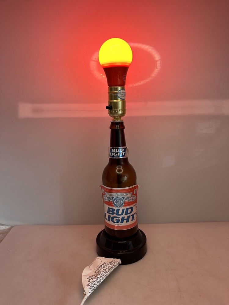 Vintage Plastic Bud Light Bottle Lamp ( Tested Works )