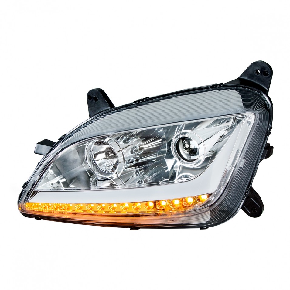 Headlight with LED Position and Signal for Peterbilt 579/587 - Chrome - Driver