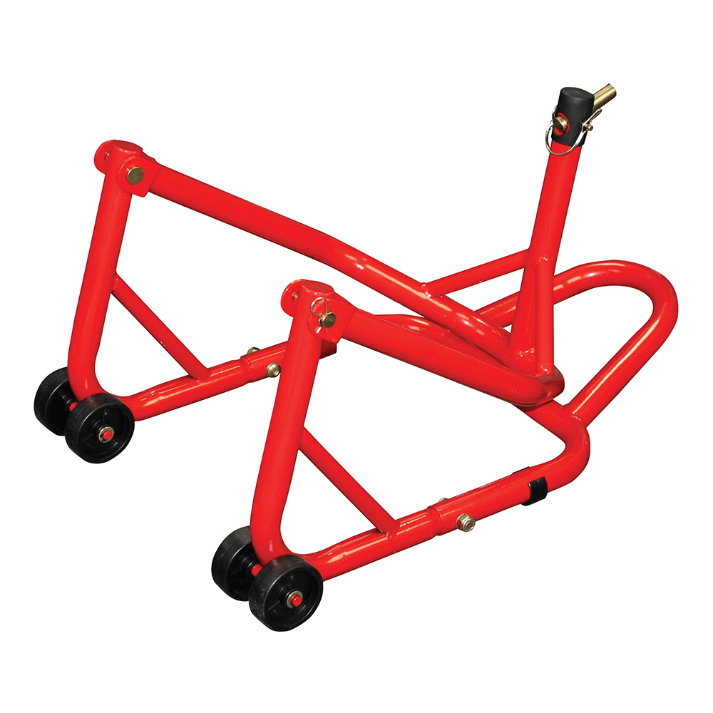 BikeTek Series 3 Track Motorcycle Head Lift Motorbike Front Paddock Stand Red