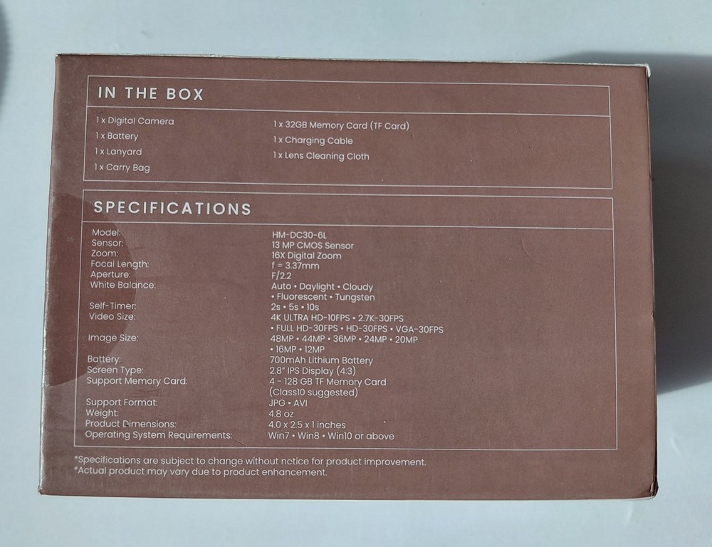 4K DIGITAL CAMERA - HOM