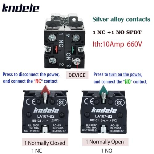 10Amp 2Pcs 22MM Momentary Push Button Switch Red Green 1NO 1NC Multicolored
