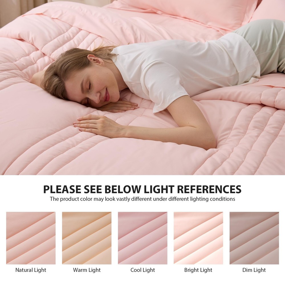 Velorose King Comforter Set Pink - Bed in a Bag Size 7 King,