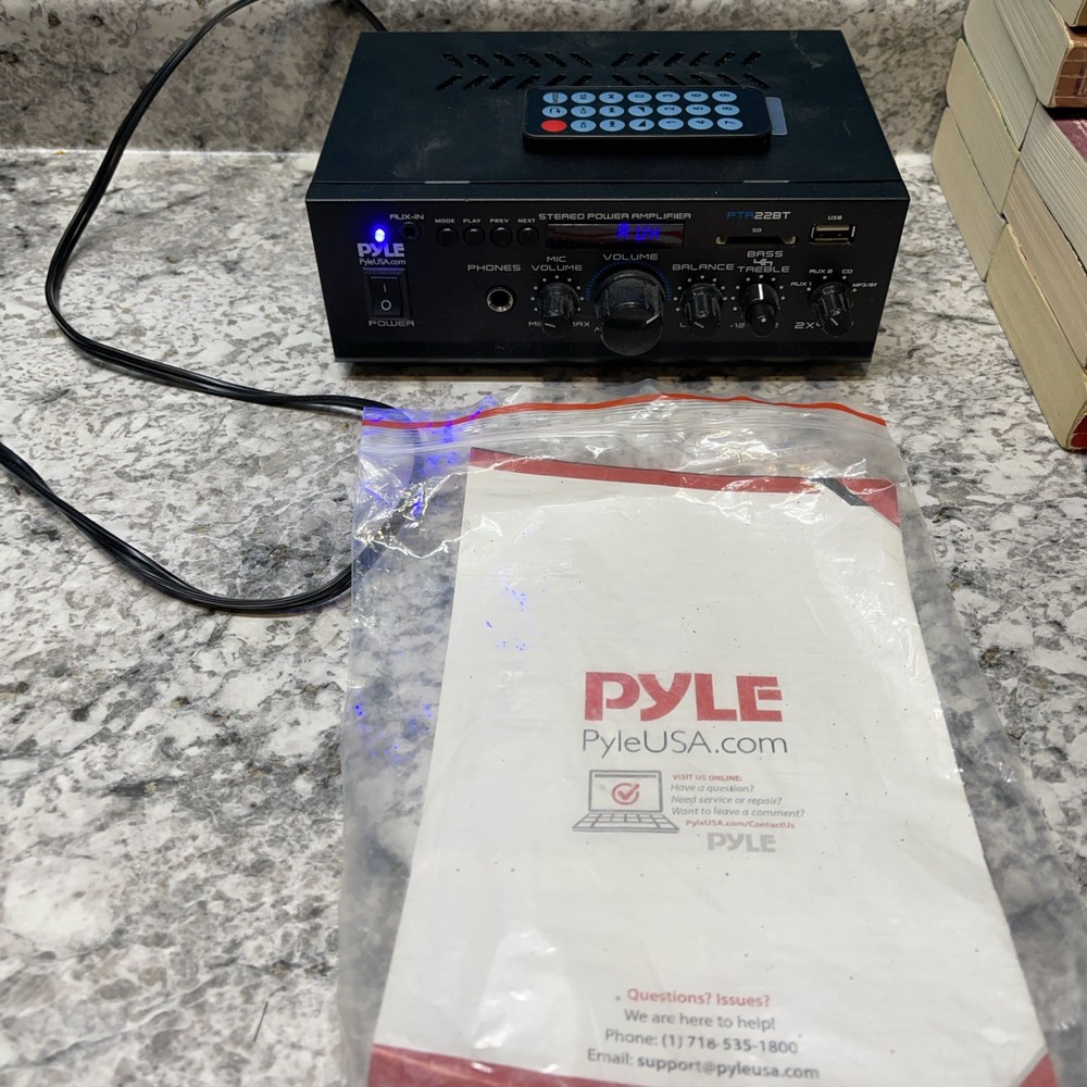 Pyle PTA22BT 2 x 40W Bluetooth PA Stereo Power Amplifier With Remote USED