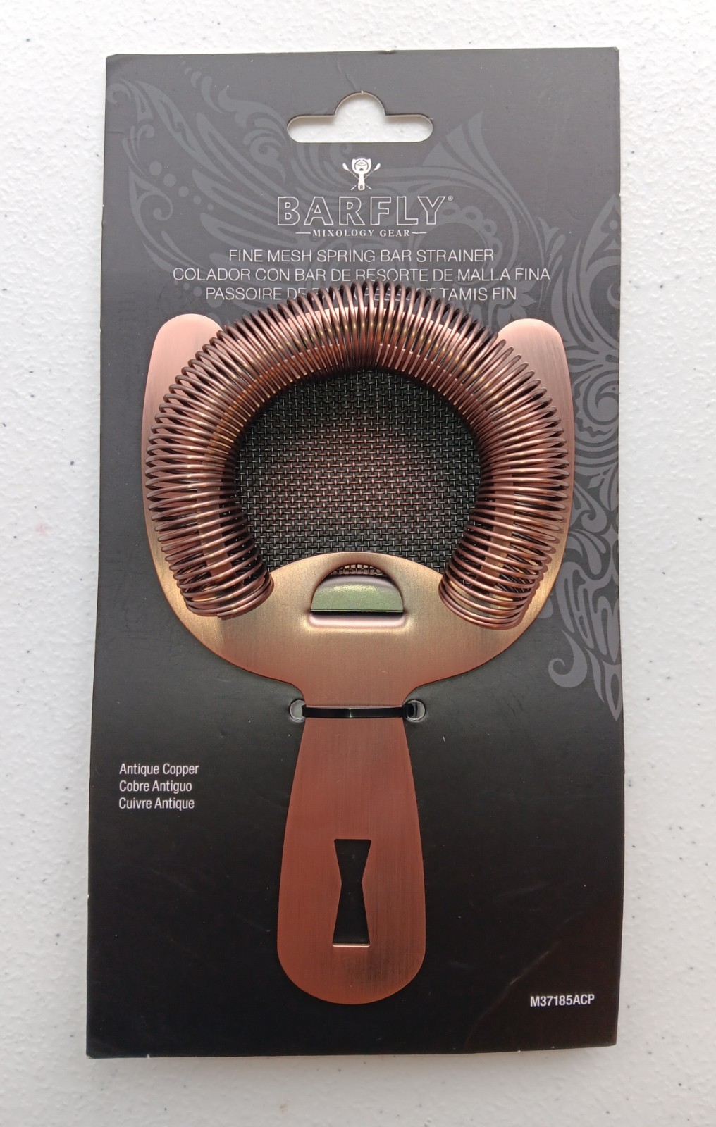 New Mercer Barfly Mixology Gear 6" Fine Mesh Spring Strainer Antique Copper Bar