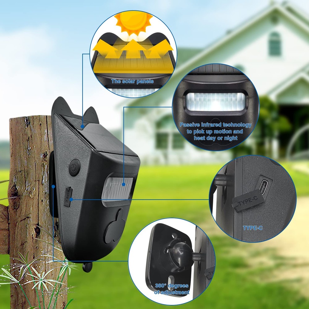 HoneTeek Solar Driveway Alarm, Wireless 600ft Range Motion Black