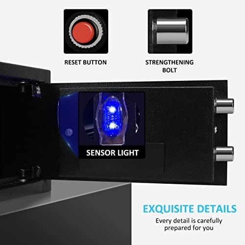 Hidden Safe Box with Sensor Light Key Digital Lock 0.4 Cu Ft Wall Cabinet