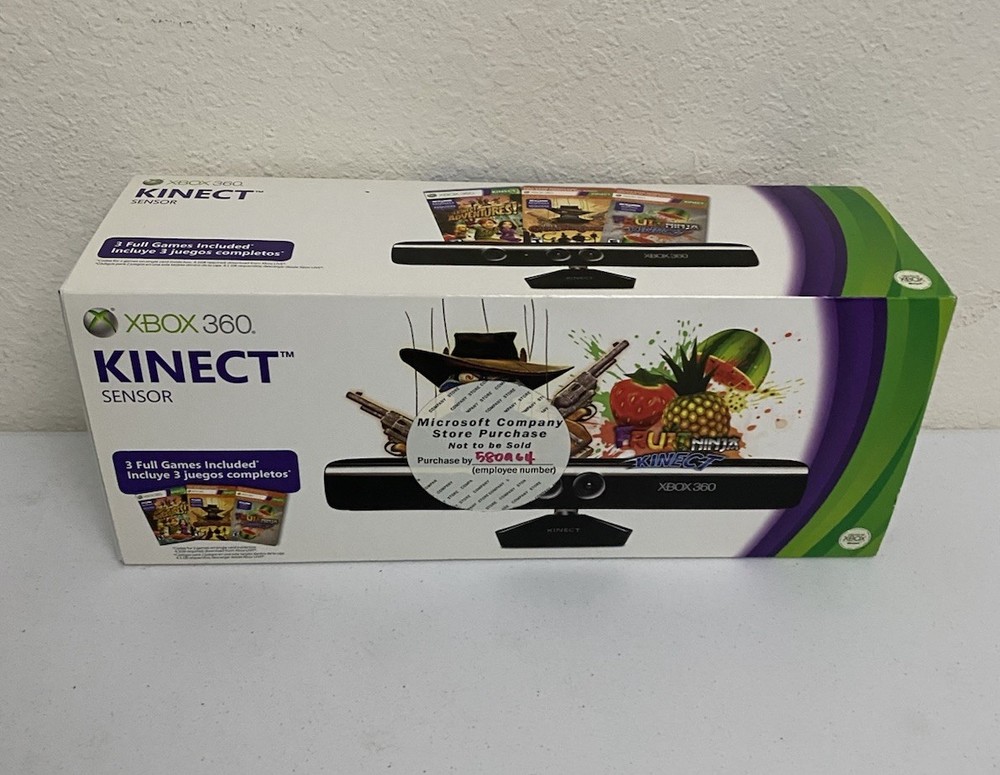 NEW Microsoft Xbox 360 Kinect Sensor Sealed IN BOX  KINECT W/3 Games SEALED
