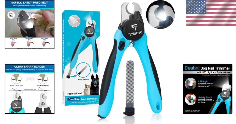 Extra Sharp LED Dog Nail Clipper for Thick Nails - Safe & Easy Grooming