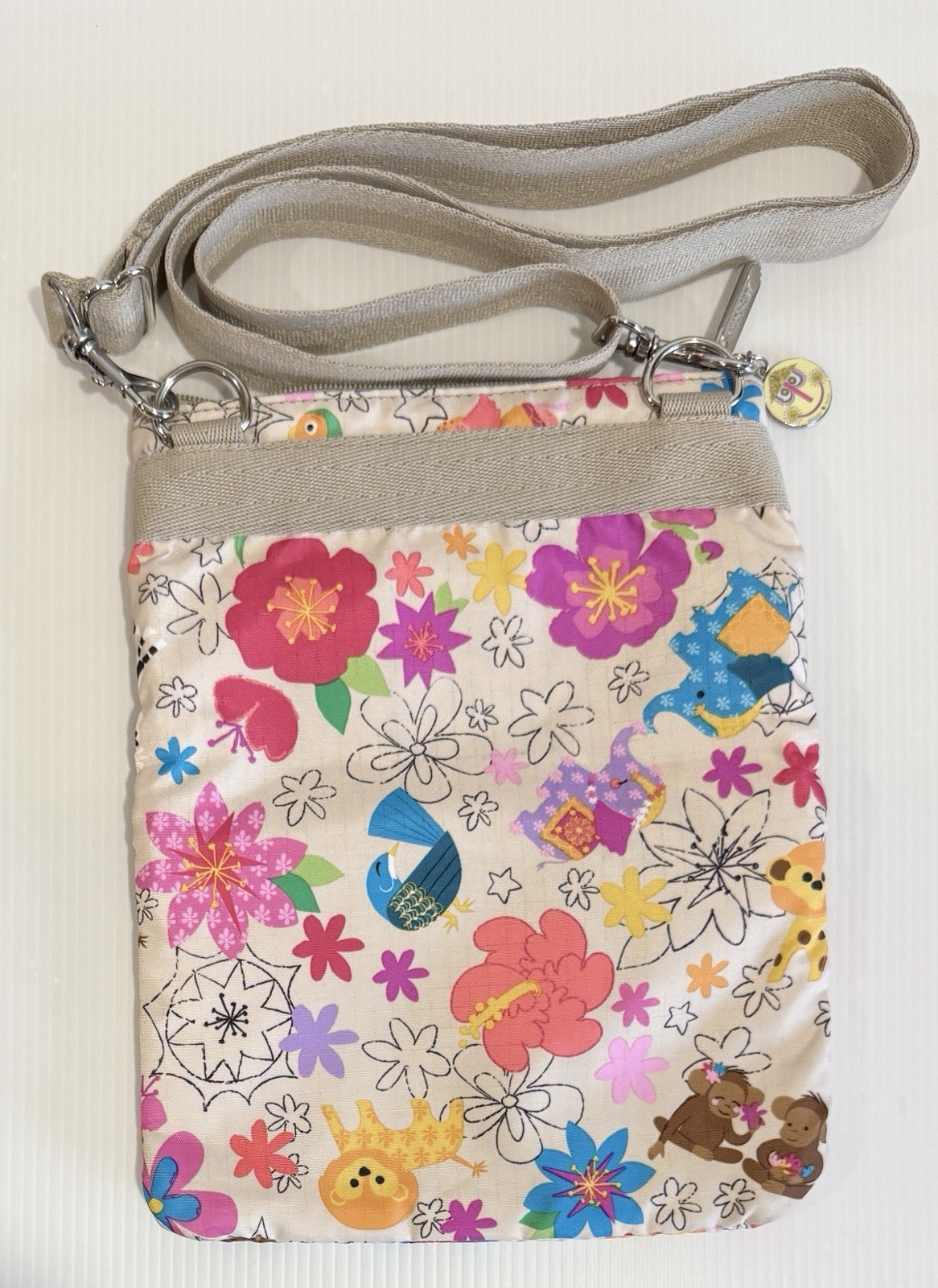 Disney LeSportsac It's A Small World Animal Print Zoo 3 ZIP Crossbody Bag
