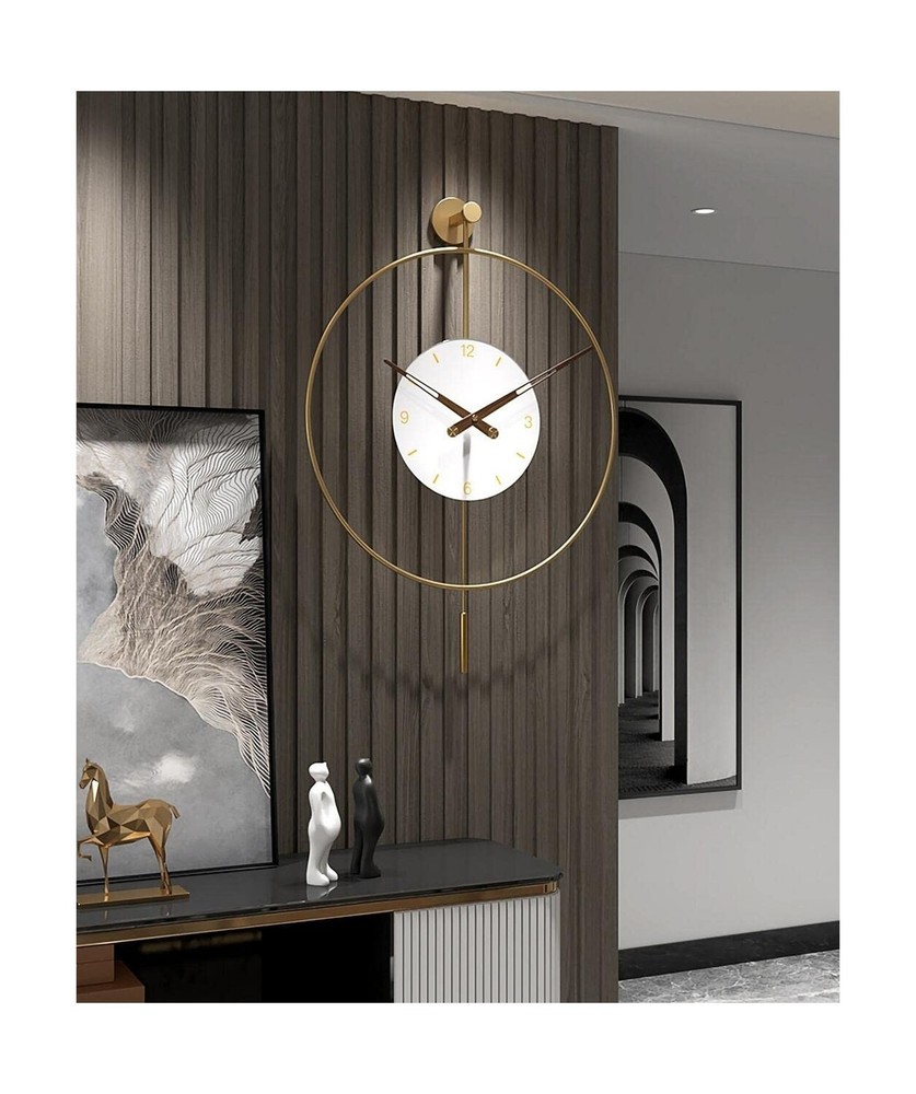 SHISEDECO Classical Large Pendulum Wall Clock, Decorative and Metal Frame, wi...