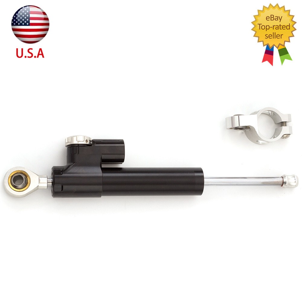 CNC Steering Damper Linear Stabilizer Reversed Safety Control Shock black+silver