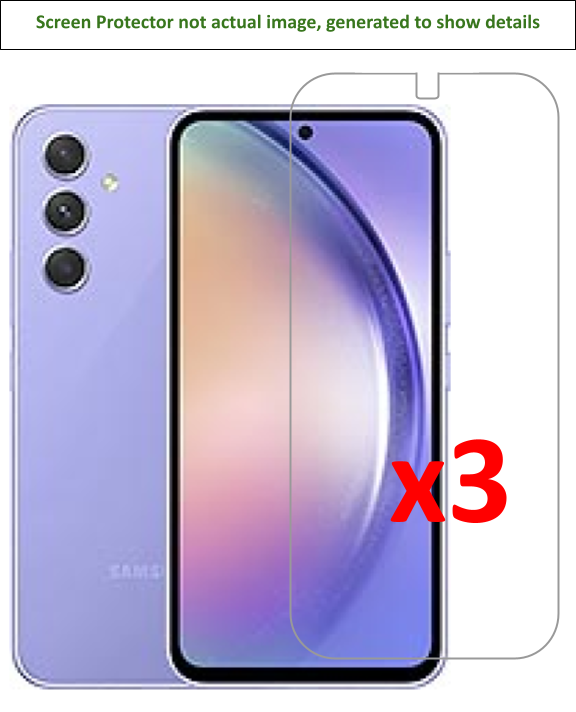 3x Samsung Galaxy A54 Screen Protector w/ cloth