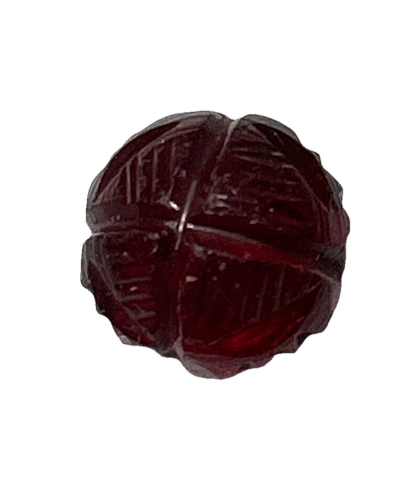 Victorian Czech Red Glass Sewing Button Spherical Linear Design