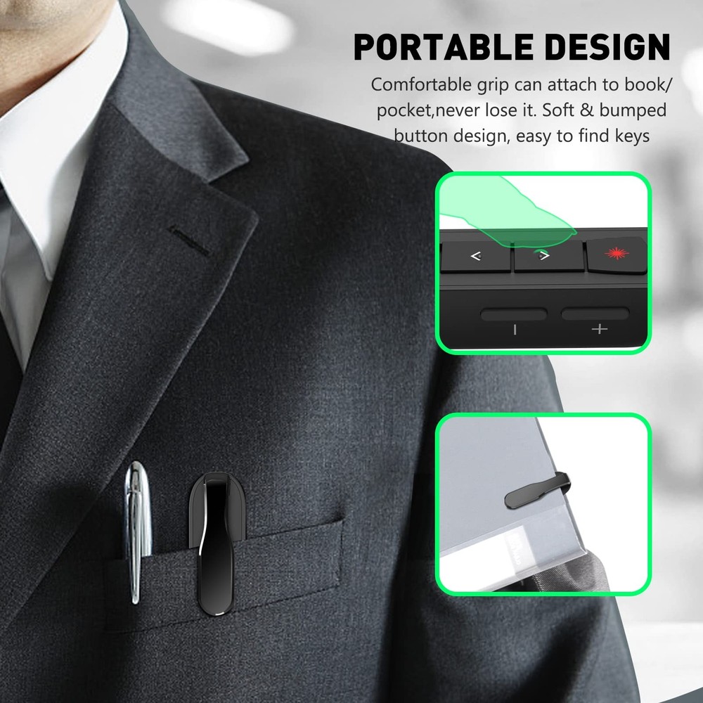 Presentation Clicker Green Laser Pointer, Rechargeable PowerPoint Clicker Wir...