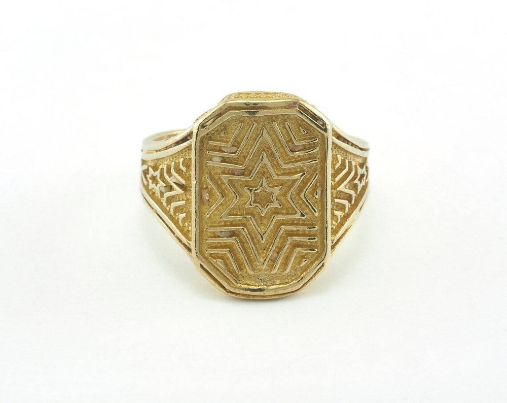 Star Ring Textured Adjustable Ring Raw Brass (20mm 10US inner size) 2242