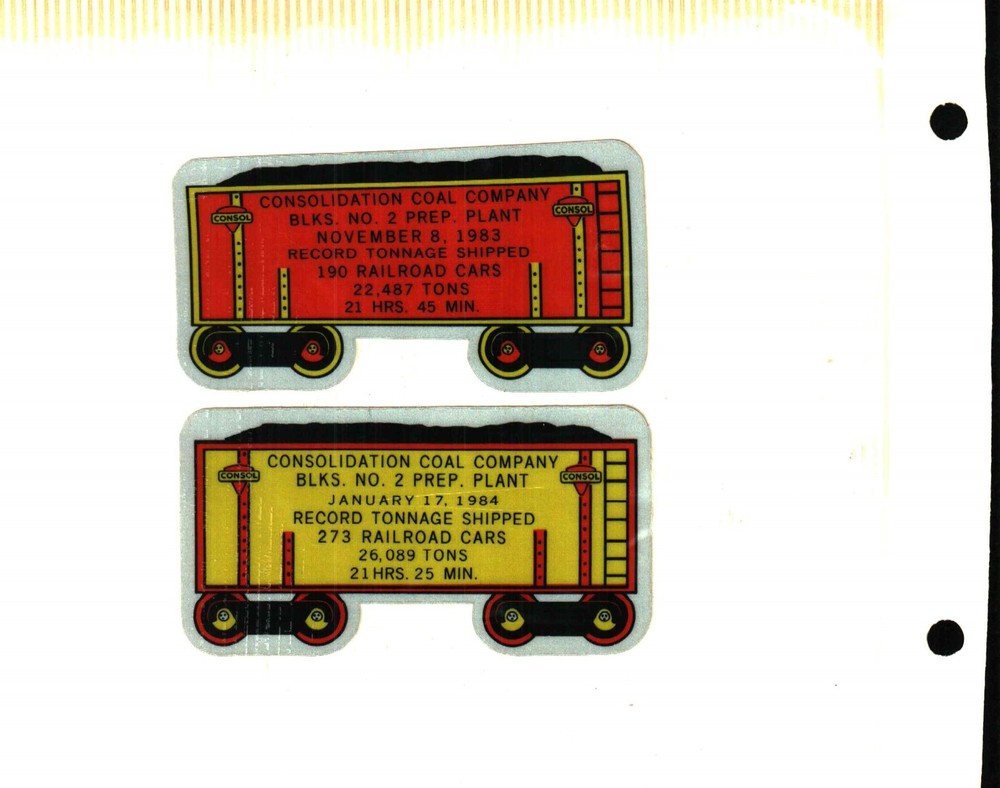 2 NICE BLACKSVILLE  2 CONSOL COAL CO. COAL MINING STICKER # 858