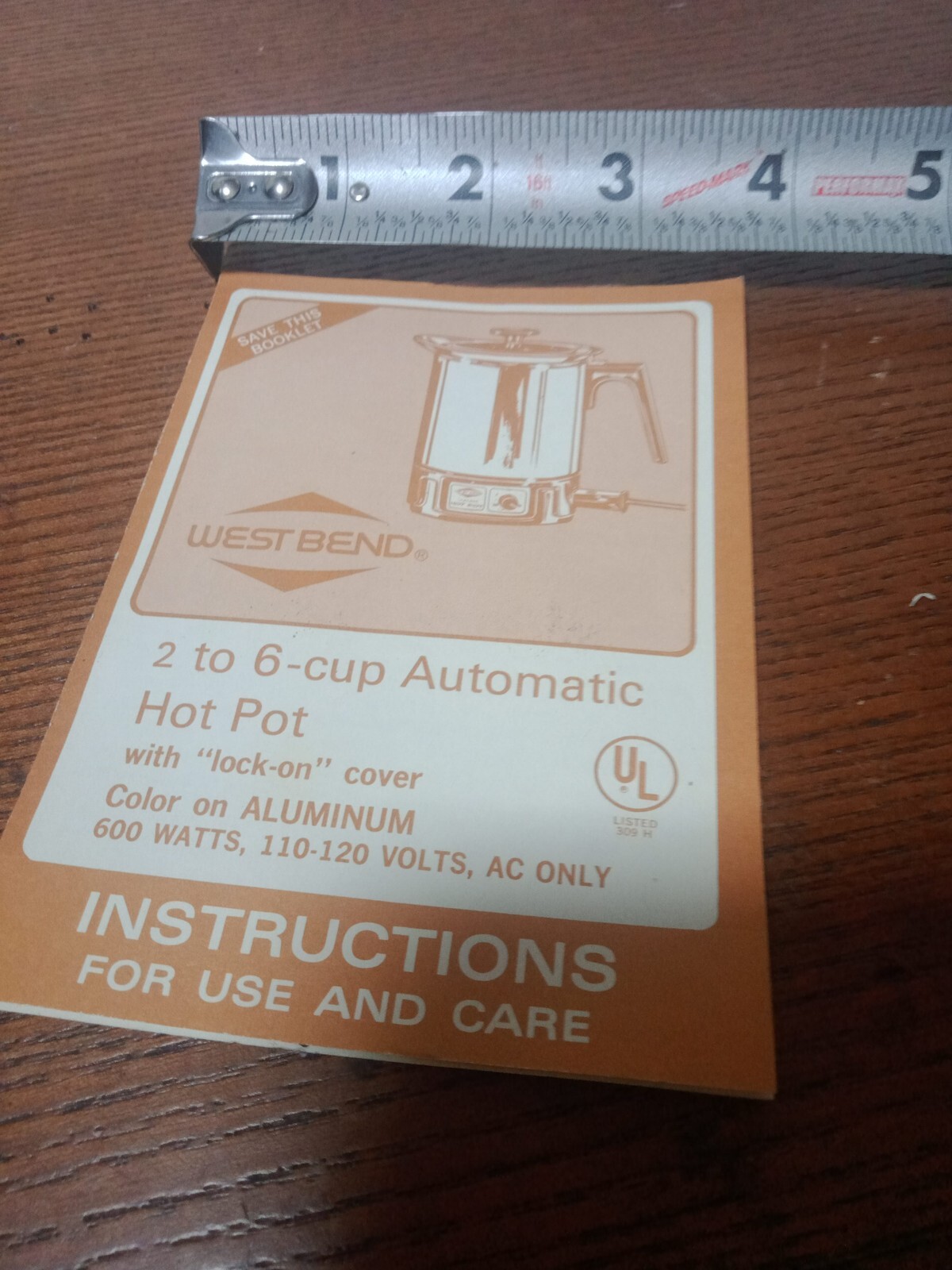 Instructions Manual ForWest Bend Automatic Hot Pot 2 TO 6 CUP