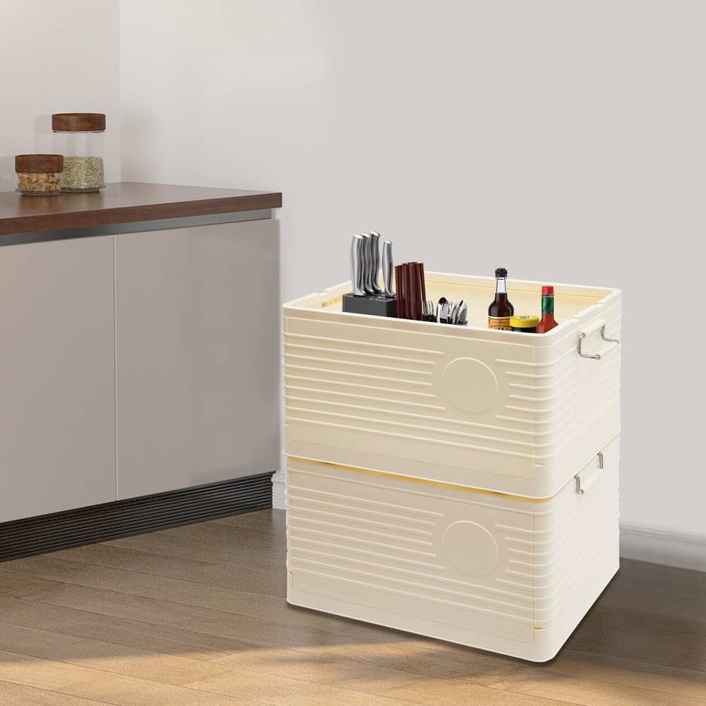 2-tier Foldable Storage Bin Stackable Storage Storage Box Home 62.3QT Capacity