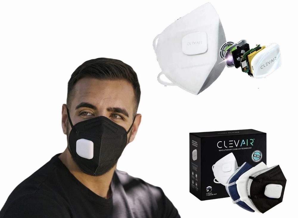 CLEVAIR WEARABLE PURIFIER-INTERCHANGEABLE MASK+UV-C Light Sterilization Tech-NEW
