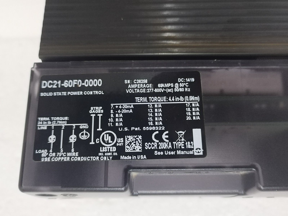 WATLOW DC21-60F0-0000 DIN-a-mite Solid State Power Control