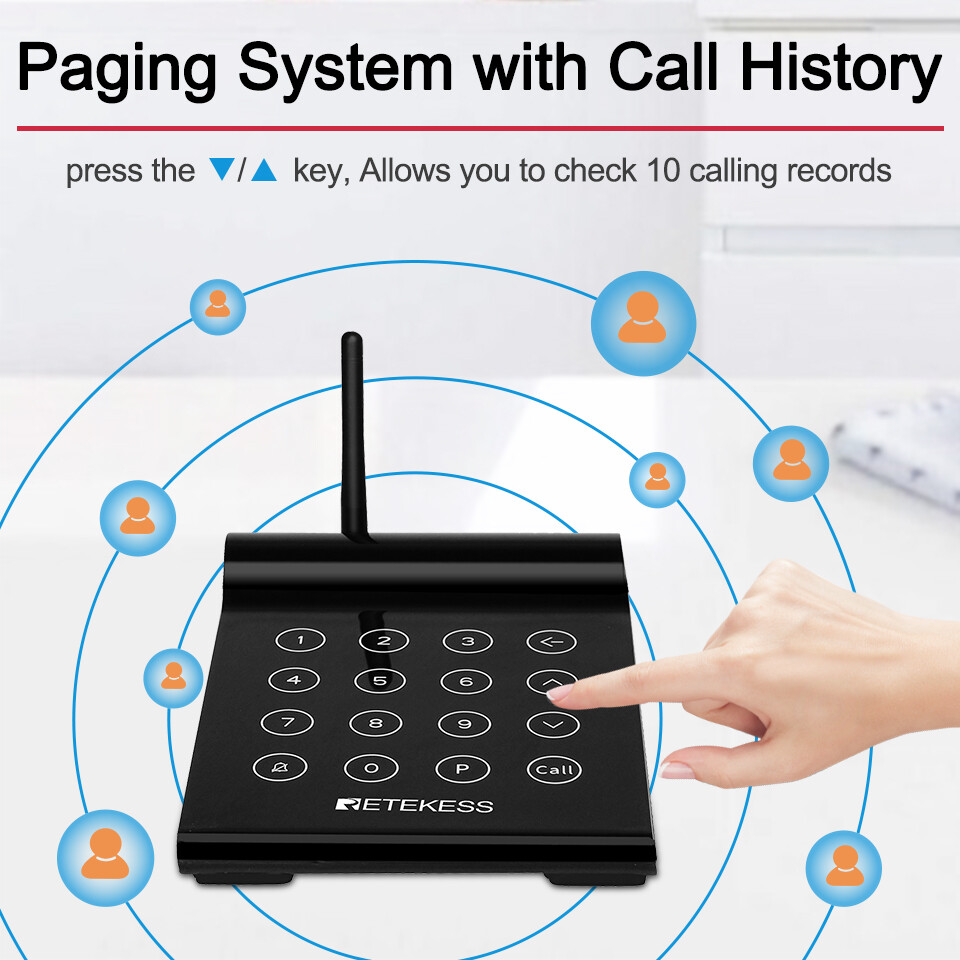 Retekess TD164 Wireless Paging Queuing Calling System Restaurant 10Coaster Pager