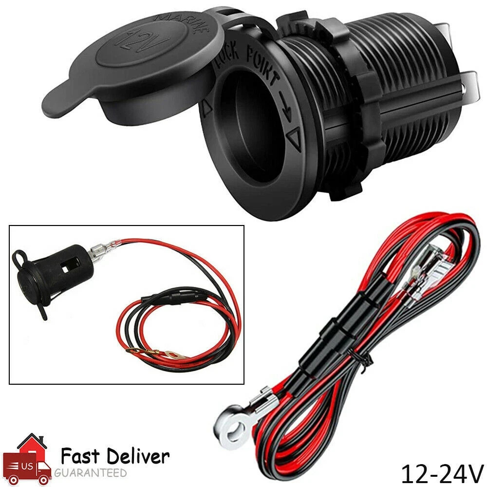 Cigarette Lighter Socket Power Outlet Socket Receptacle Car Motorcycle ATV 12v