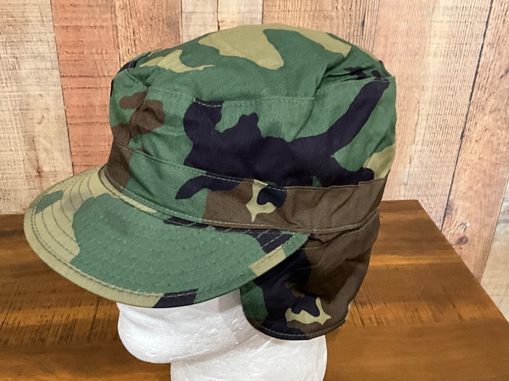 Cap Camouflage Pattern Class  Woodland M81  7 1/4 Ear Flaps