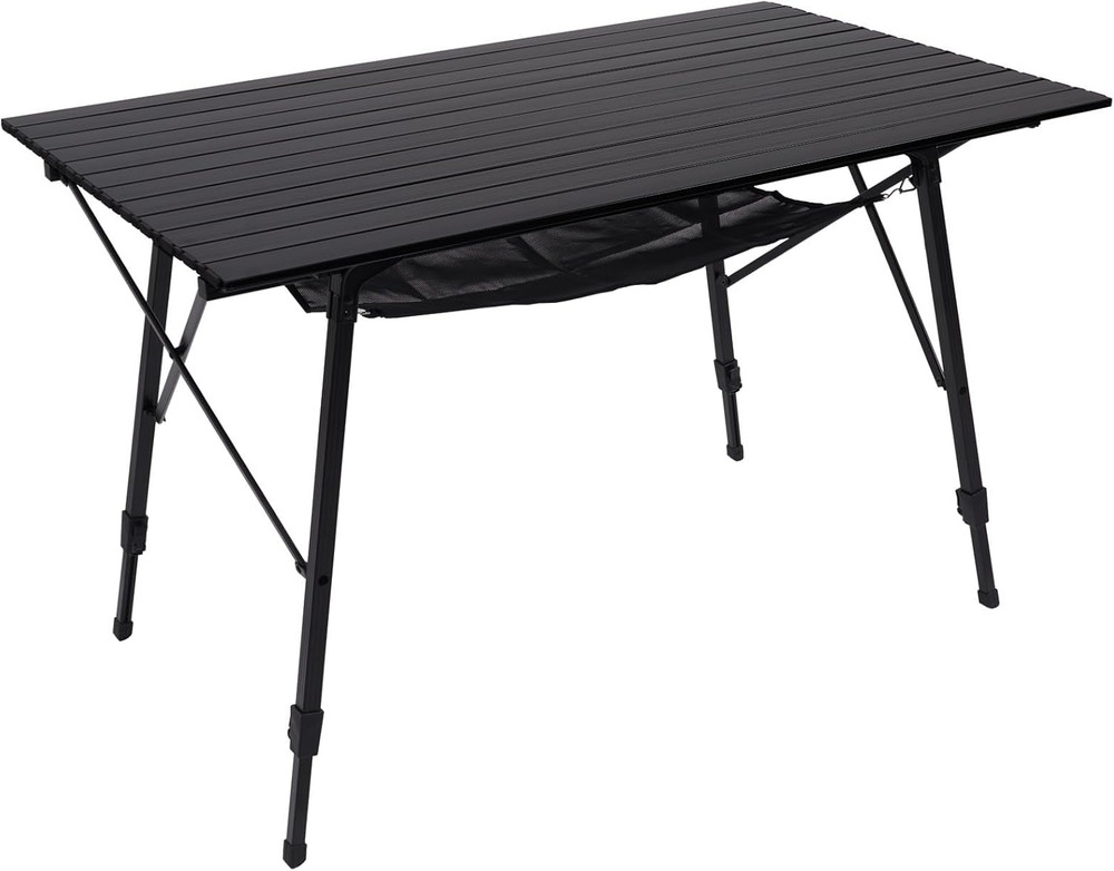 Camping Table Portable Foldable with Adjustable Legs, Aluminum Folding Table Rol