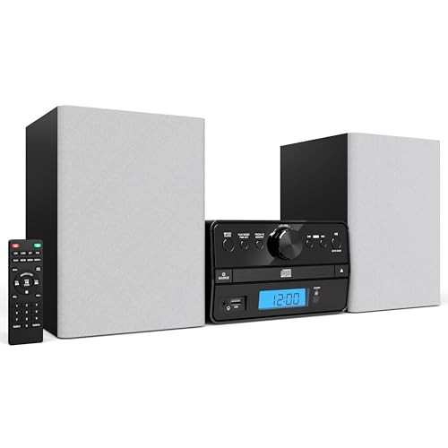 Stereo Shelf Systems Tray Loading CD Player with Digital FM Radio, Bluetooth