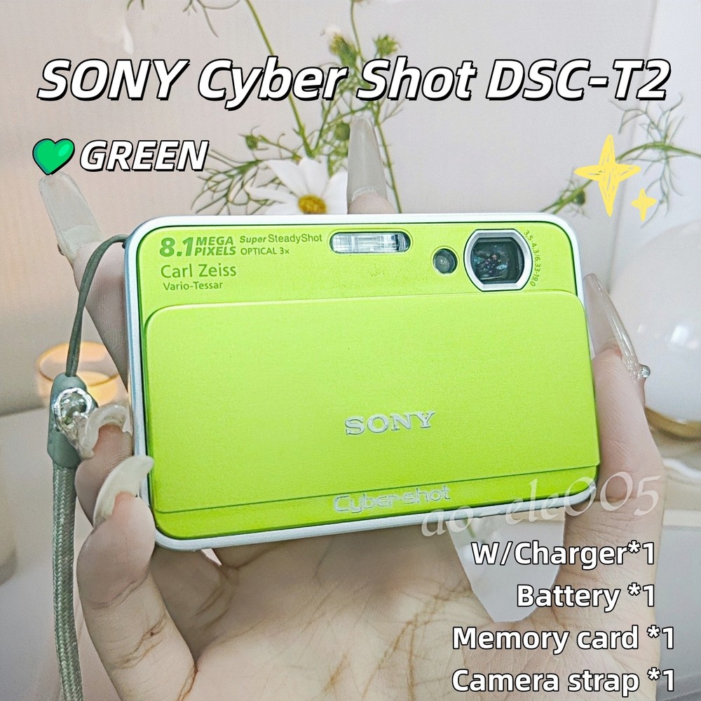 SONY Cyber Shot DSC-T2 8.1MP CCD Vintage Digital Camera -100% Working-Green