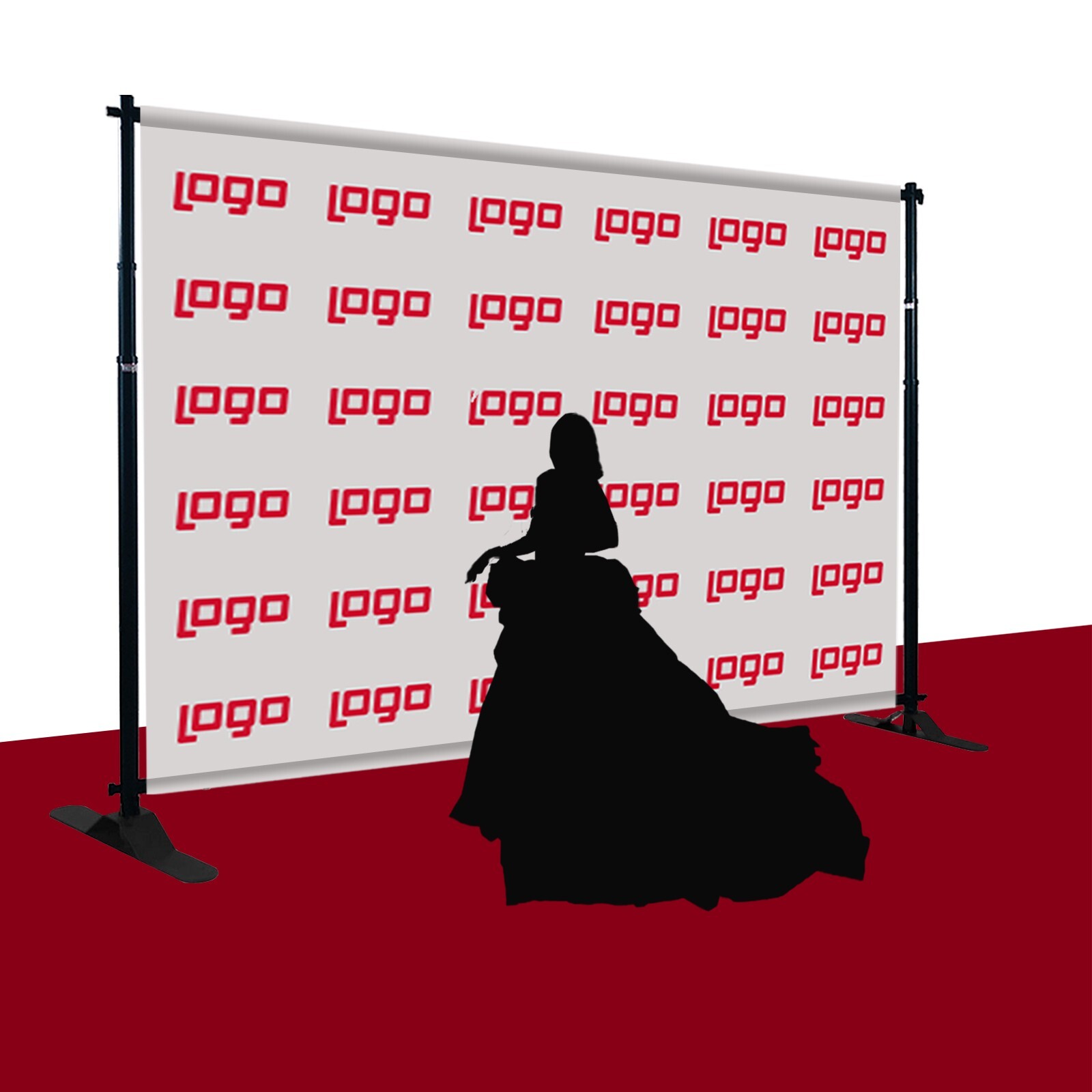 8'x10' Banner Stand Step and Repeat Adjustable Telescopic Trade Show Backdrop