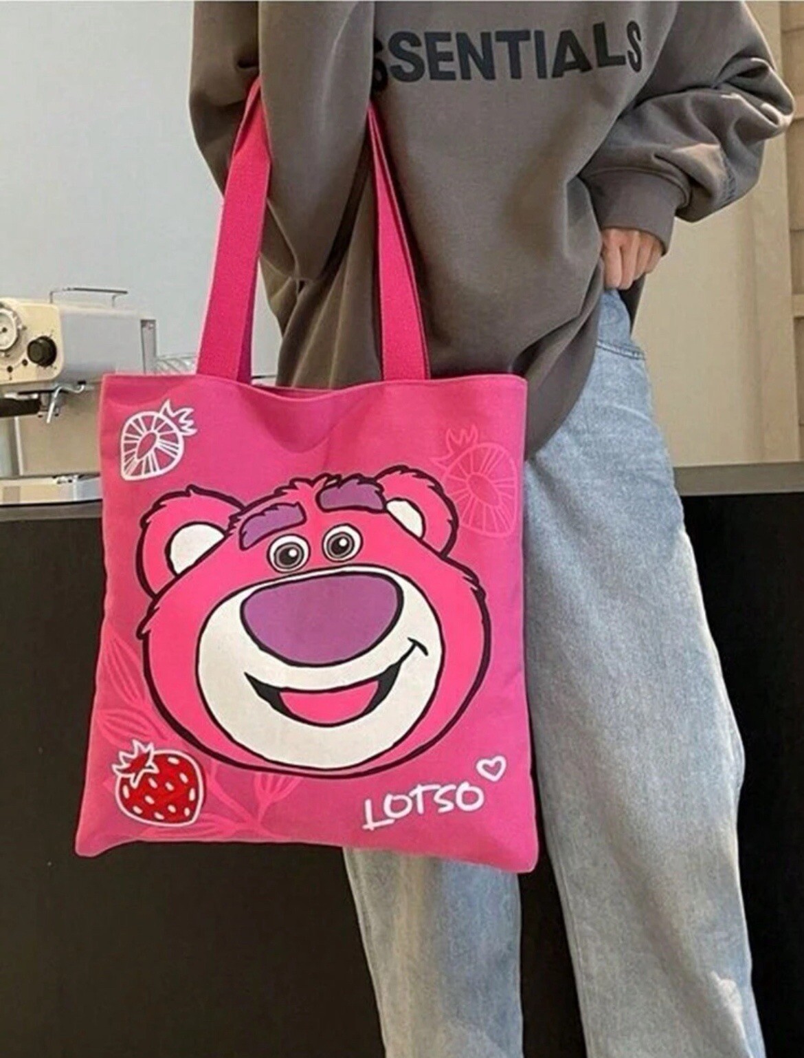 New DISNEY Toy Story LOTSO Canvas Bag PINK Purse Handbag BEAR Shoulder Bag