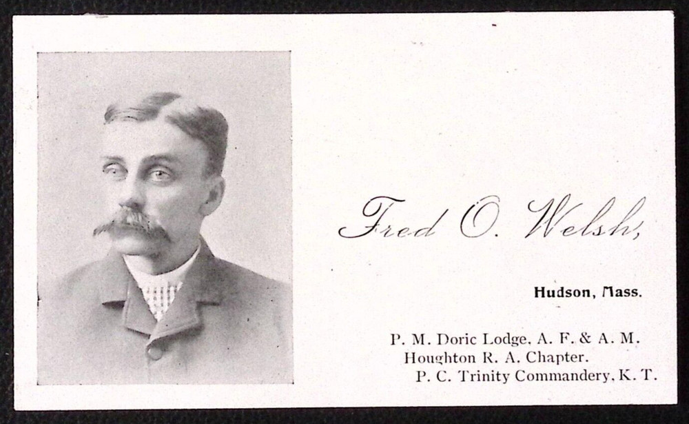 c1880 Knights Templar P.C. Trinity Hudson MA Commandery Calling Card Fred Welsh