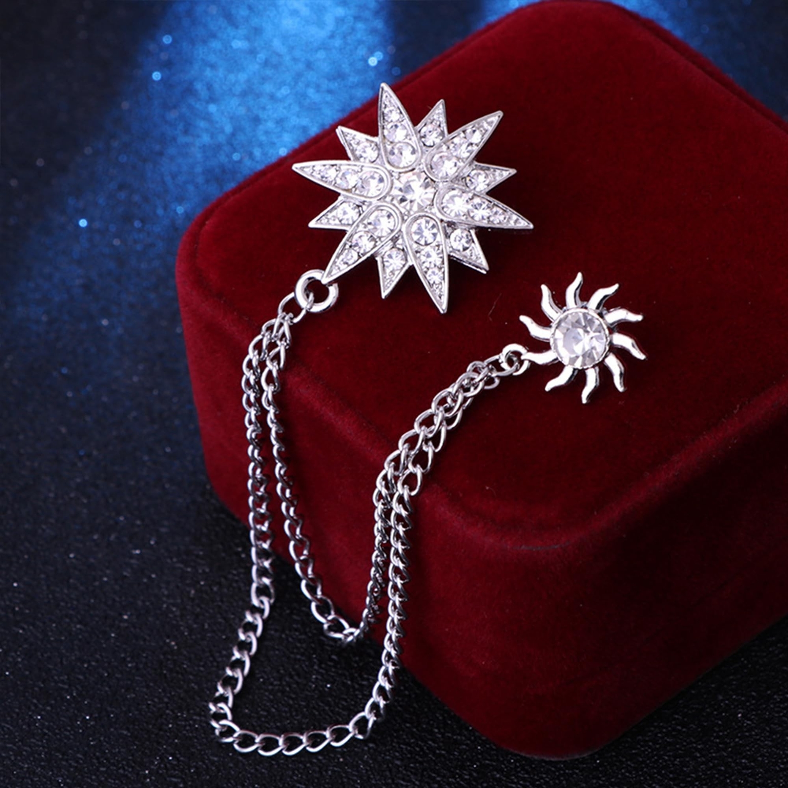 Rhinestone Star Brooch Pin for Women Men Dainty Gold Plated Crystal CZ Snowfl...