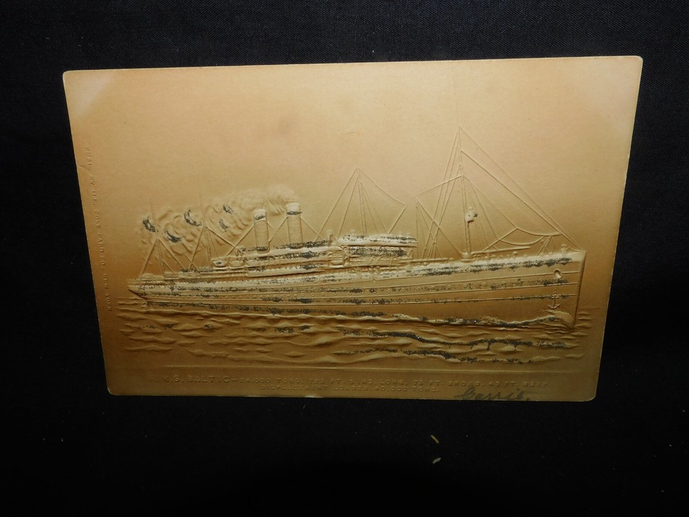 EARLY 1900'S EMBOSSED POSTCARD " R.M.S. BALTIC " AWESOME..